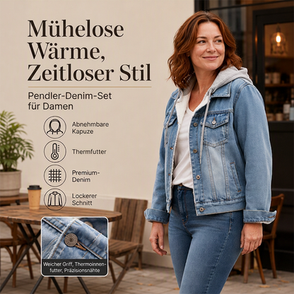 🚀 Der neue Favorit ist da – und er ist schon ein Verkaufsschlager! Damen Jeansjacke mit Kapuze, Lagenlook und warmem Futter