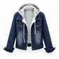 🚀 Der neue Favorit ist da – und er ist schon ein Verkaufsschlager! Damen Jeansjacke mit Kapuze, Lagenlook und warmem Futter