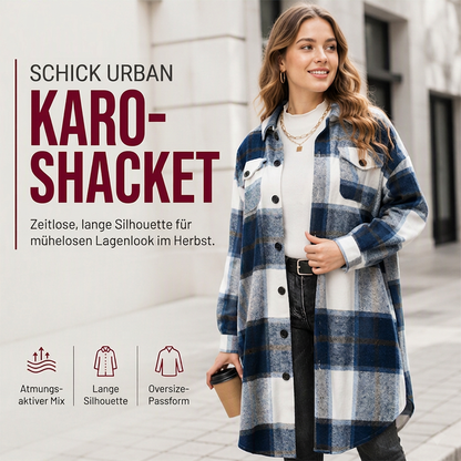 🔥 Die neuen Lieblingsteile sind da – und sie sind schon jetzt ein Hit! Legeres kariertes Damen-Hemdjacke mit Knopfleiste in langem Schnitt