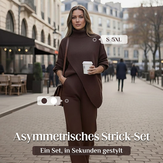 🔥 50% RABATT! NEU! Damen 2-Teiler-Set – Asymmetrischer Pullover + Weite Hosen, lockere Passform und weiches Material, ultra bequem 👚✨