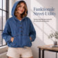 📈 Verkaufshit Nr. 1 – direkt 50%! Legere Jeans-Kapuzenjacke mit Knopfleiste für Damen