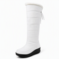 Wasserdichte Damen-Schneestiefel aus Daunenbaumwolle, Winter-Wadenstiefel mit runder Kappe, dicker Sohle und warmem Futter
