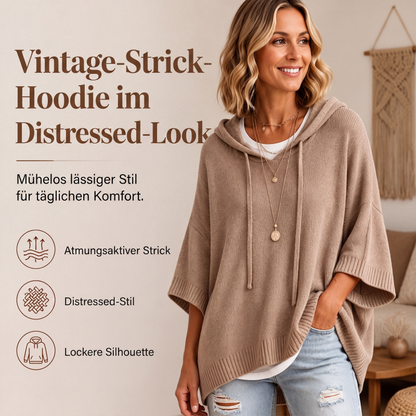 🏆 Verkaufsschlager – jetzt halber Preis! Gestrickter Kapuzenpullover mit Kordelzug für Damen