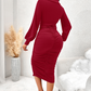 👥 Über 80.000 Käufer haben bereits zugeschlagen! Damen V-Ausschnitt Ballonärmel gerafftes Bodycon-Kleid