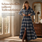 Plus-Size-Kleid für Damen im französischen Vintage-Karomuster mit unregelmäßigem Saum und figurformendem, schlankmachendem Design