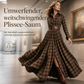 Plus-Size-Kleid für Damen im französischen Vintage-Karomuster mit unregelmäßigem Saum und figurformendem, schlankmachendem Design