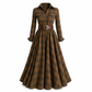 Plus-Size-Kleid für Damen im französischen Vintage-Karomuster mit unregelmäßigem Saum und figurformendem, schlankmachendem Design