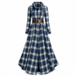 Plus-Size-Kleid für Damen im französischen Vintage-Karomuster mit unregelmäßigem Saum und figurformendem, schlankmachendem Design