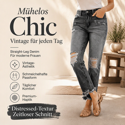 🙌 70% Wiederkaufquote – Qualität überzeugt! Damen-Jeans im Retrostil, used-Look mit Rissen