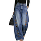 📢🎉50%Rabatt!!!🛍️👖 Weite Jeans für Damen mit Ösendetail