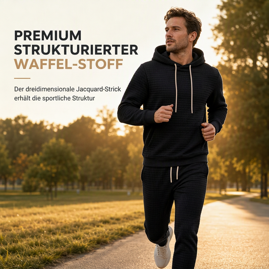 ⏰ Countdown läuft – 50% nur noch 3 Tage! Herren-Jogginganzug mit Kapuze aus Waffel-Jacquard