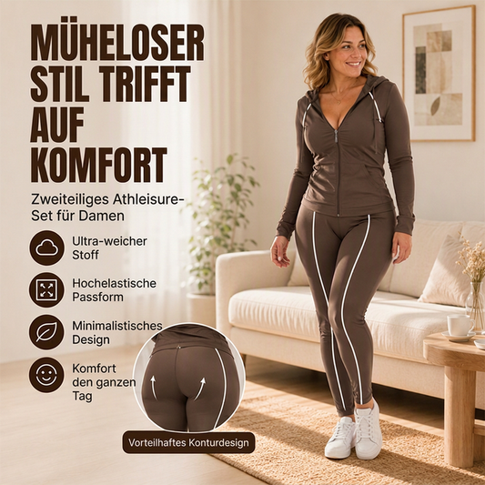 ⭐ 4,9 Sterne – nicht ohne Grund! Sportliches Set mit Kapuzenjacke mit Reißverschluss und Leggings für Damen