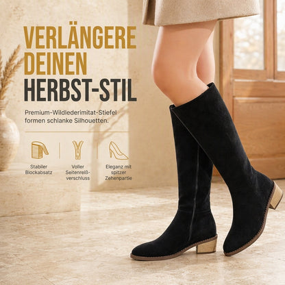 📢📢50% Rabatt!!! 🎉✨ Damen Überkniestiefel aus Wildleder mit Blockabsatz