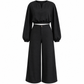 📢📢50%Rabatt!!!🎉✨Zweiteiler für Damen: Lässiges V-Ausschnitt-Crop-Top mit Laternenärmeln & Weite Hose mit hoher Taille