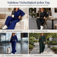 📢📢50%Rabatt!!!🎉✨Zweiteiler für Damen: Lässiges V-Ausschnitt-Crop-Top mit Laternenärmeln & Weite Hose mit hoher Taille