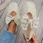 🌟 Der Look, den alle suchen – bei uns 50% günstiger! Flache Strick-Ballerinas mit Schleife und eckiger Zehenpartie für Damen