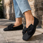 🌟 Der Look, den alle suchen – bei uns 50% günstiger! Flache Strick-Ballerinas mit Schleife und eckiger Zehenpartie für Damen