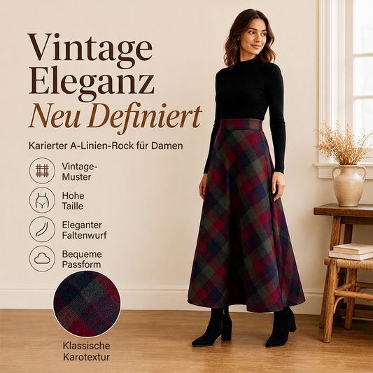 📢🎉50%Rabatt!!!🛍️✨Elegante karierte hochtaillierte Damen-Langrock