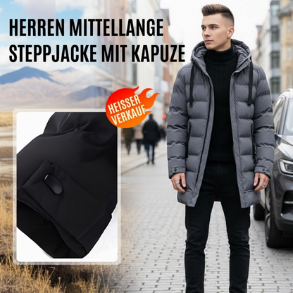 ⌛ Nur solange Vorrat reicht – danach regulärer Preis! Mittellange Kapuzen-Steppjacke für Herren