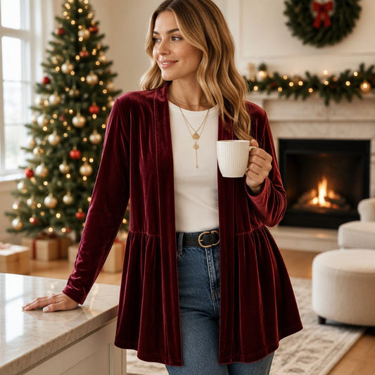 📢🎉50%Rabatt!!!🛍️✨Samt-Cardigan für Damen mit offener Vorderseite