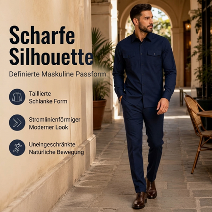 📈 Verkaufshit Nr. 1 – direkt 50%! Herren Zweiteiler-Set aus Polyester, bestehend aus Hemd und Hose