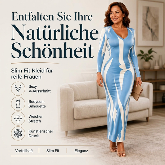 ⭐ 4,9 Sterne – nicht ohne Grund! Bedrucktes langärmeliges Bodycon-Maxikleid für Damen