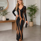 ⭐ 4,9 Sterne – nicht ohne Grund! Bedrucktes langärmeliges Bodycon-Maxikleid für Damen