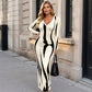 ⭐ 4,9 Sterne – nicht ohne Grund! Bedrucktes langärmeliges Bodycon-Maxikleid für Damen