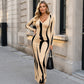 ⭐ 4,9 Sterne – nicht ohne Grund! Bedrucktes langärmeliges Bodycon-Maxikleid für Damen
