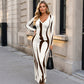 ⭐ 4,9 Sterne – nicht ohne Grund! Bedrucktes langärmeliges Bodycon-Maxikleid für Damen
