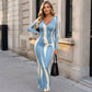 ⭐ 4,9 Sterne – nicht ohne Grund! Bedrucktes langärmeliges Bodycon-Maxikleid für Damen