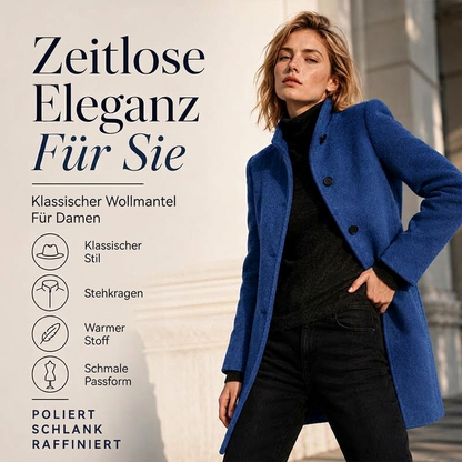 Damen Vintage-Wollmantel mit Stehkragen