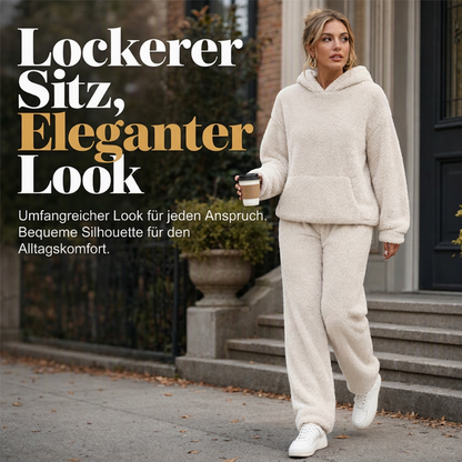 ⌛ Nur solange Vorrat reicht – danach regulärer Preis! Plüsch-Kapuzenpullover und Hose Lounge-Set für Damen