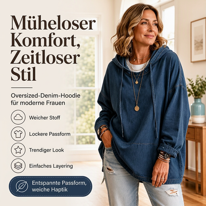 🚨 Eilmeldung: 50% endet heute Nacht! Legeres Denim-Hoodie für Damen