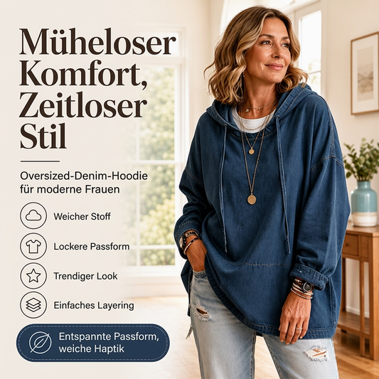 🚨 Eilmeldung: 50% endet heute Nacht! Legeres Denim-Hoodie für Damen