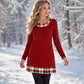 🧶 Damen-Strickkleid mit Karomuster im Patchwork-Design – Lässig, weich & immer passend