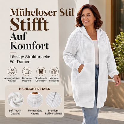 ⭐ 4,9 Sterne – nicht ohne Grund! Strukturierte Waffel-Langjacke mit Kapuze für Damen