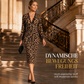 Damen Midikleid mit Spitze, Leopardenmuster, V-Ausschnitt und Laternenärmeln