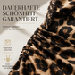 Damen Midikleid mit Spitze, Leopardenmuster, V-Ausschnitt und Laternenärmeln
