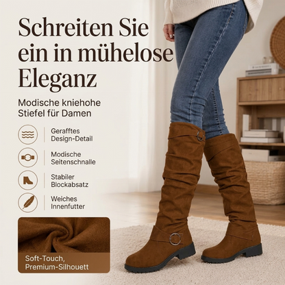 🗣️ 100.000 Leute schwärmen davon – probieren Sie es auch? Damen lässige kniehohe Stiefel mit Gürtelschnalle