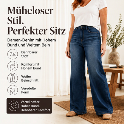 📈 Verkaufshit Nr. 1 – direkt 50%! Damen Stretch-Jeans mit hohem Bund und weitem Bein