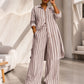 ⌛ Nur solange Vorrat reicht – danach regulärer Preis! Damen gestreiftes Longline-Hemd mit weit geschnittener Hose