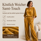 🚨 Eilmeldung: 50% endet heute Nacht! Samt-Set für Damen: Kurzarm-Oberteil & Weite-Hose