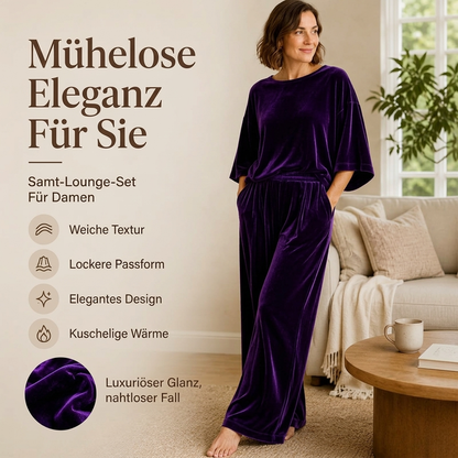 🚨 Eilmeldung: 50% endet heute Nacht! Samt-Set für Damen: Kurzarm-Oberteil & Weite-Hose