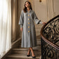 🔥Beliebtes Produkt ！✨Damen Maxikleid aus Rippstrick mit Laternenärmeln