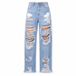 👖 Damen zerrissene Jeans mit geradem Bein – Lässig, bequem & immer passend