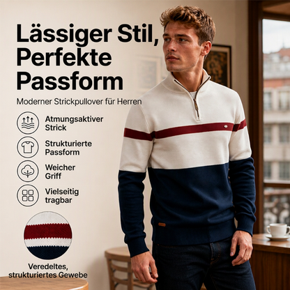 ⌛ Nur solange Vorrat reicht – danach regulärer Preis! Herren Freizeit Pullover mit Farbblock-Design und Halbzipper