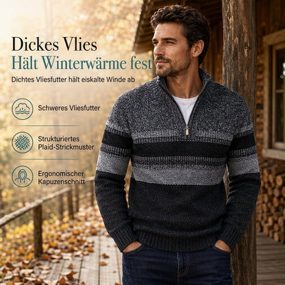 🔔 Letzte 100 Stück – solange der Vorrat reicht! Herren Winter Strickjacke mit Kapuze, kariert, mit Fleecefutter, dicker Mantel mit langen Ärmeln