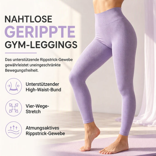 🖤 Black Friday Vorabzugang: 50 % Rabatt 🖤 Nahtlose, hochtaillierte Ripp-Yogahose, Workout- und Fitness-Leggings, Sport-Tights