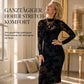 2-Teiler Damen Kleid Set mit langärmligem, meshartigem und kettenbedrucktem Bodycon Midikleid und Unterkleid